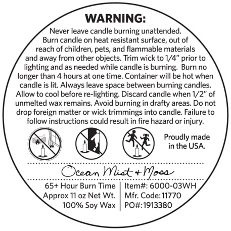 Ocean Mist and Moss 11 oz Glass Jar Candle