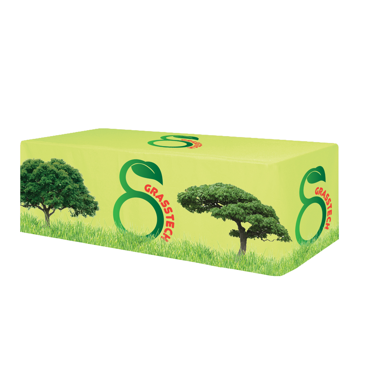 Fitted All Over Dye Sub Table Cover - 4-sided, fits 8 table