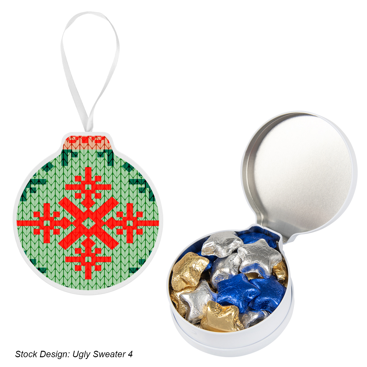 Full Color Ornament Tin With Candy