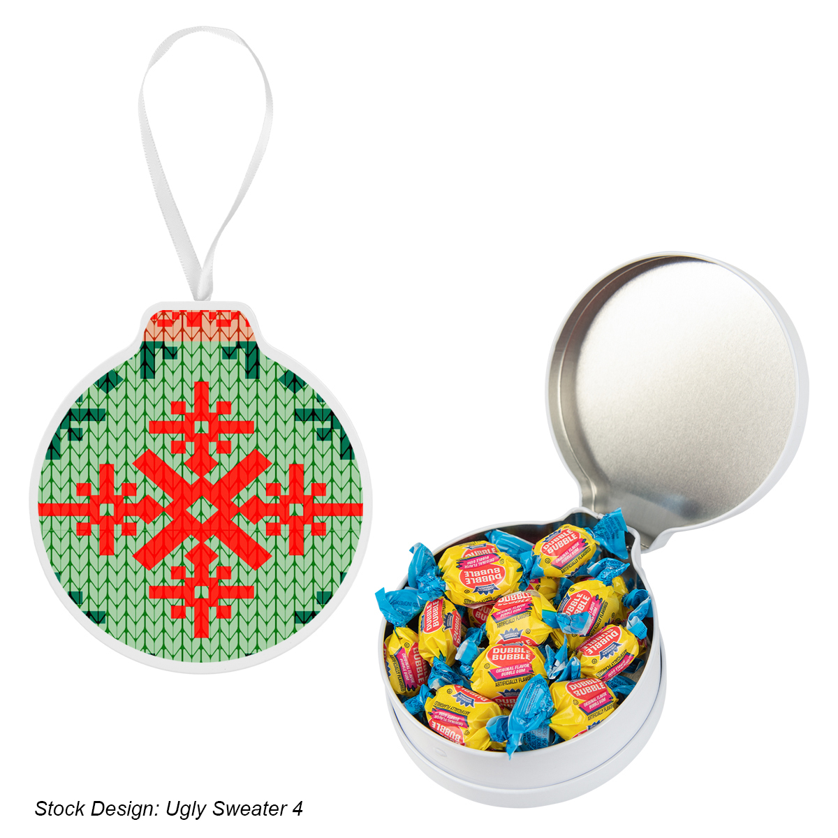 Full Color Ornament Tin With Candy