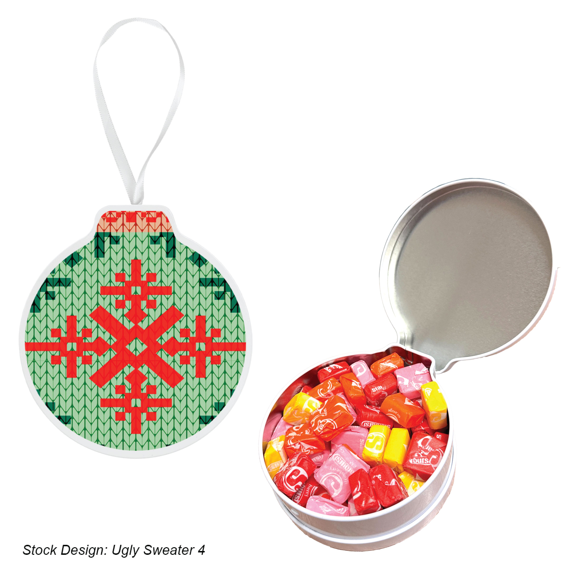 Full Color Ornament Tin With Candy