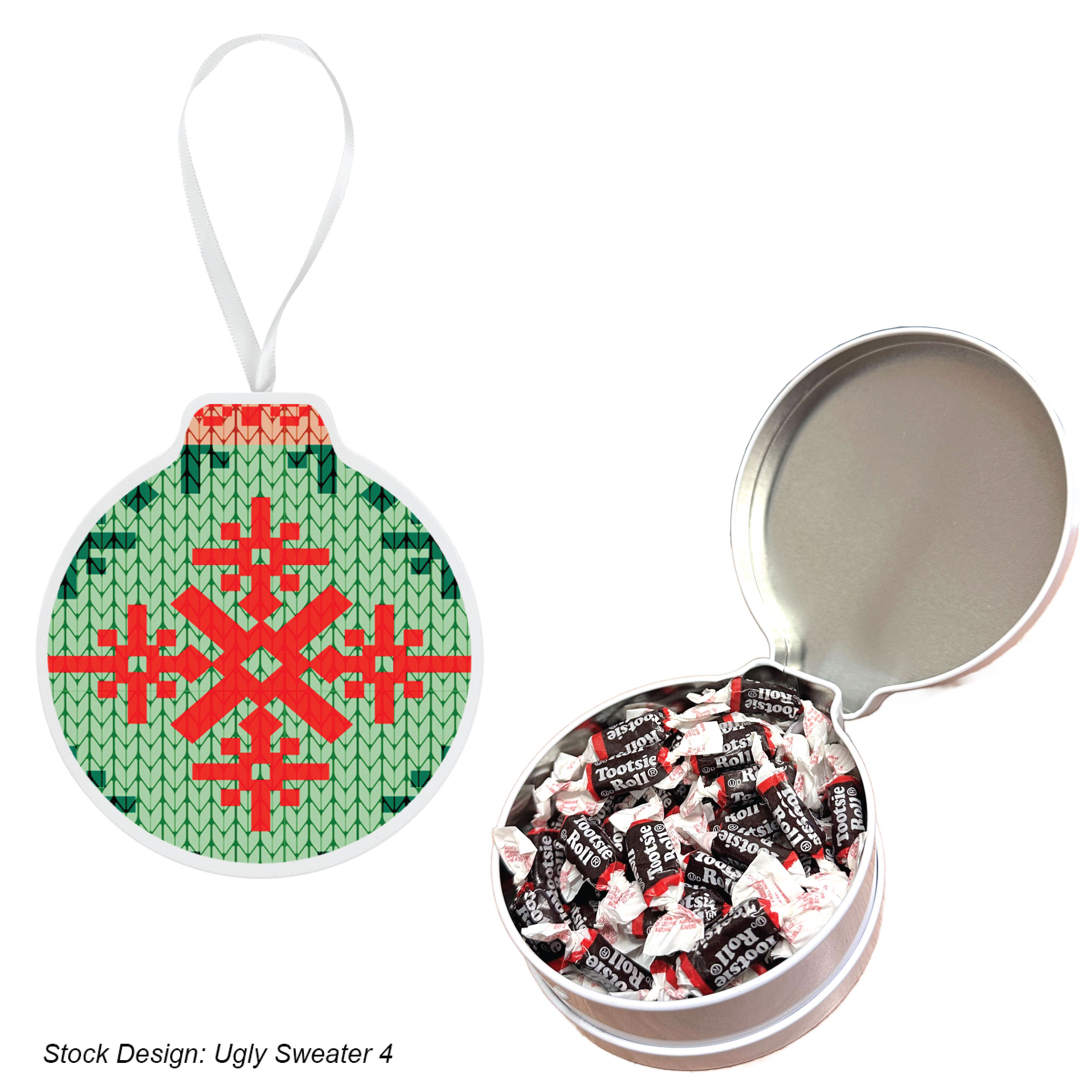 Full Color Ornament Tin With Candy