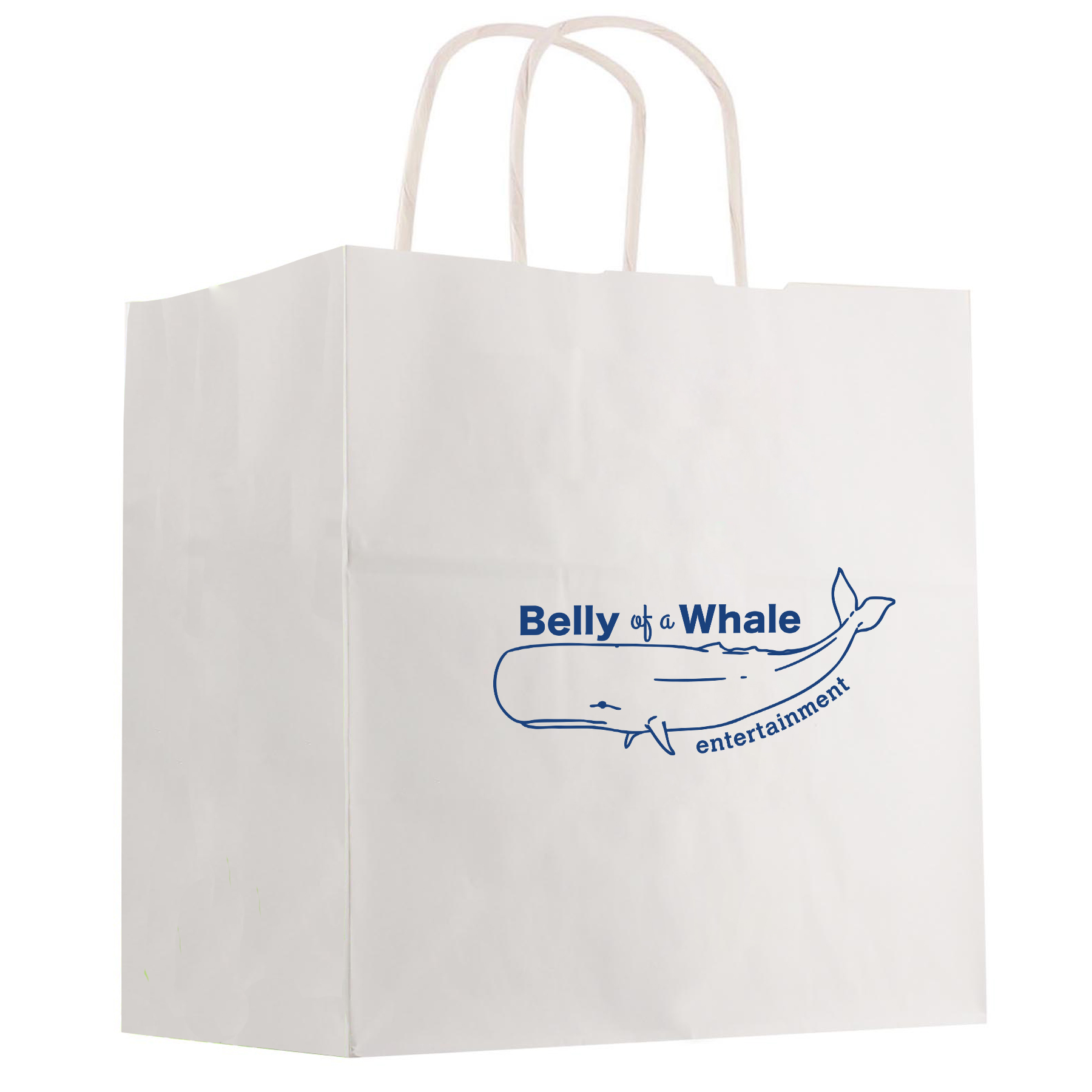Kraft Paper White Shopping Bag - 13" x 13"