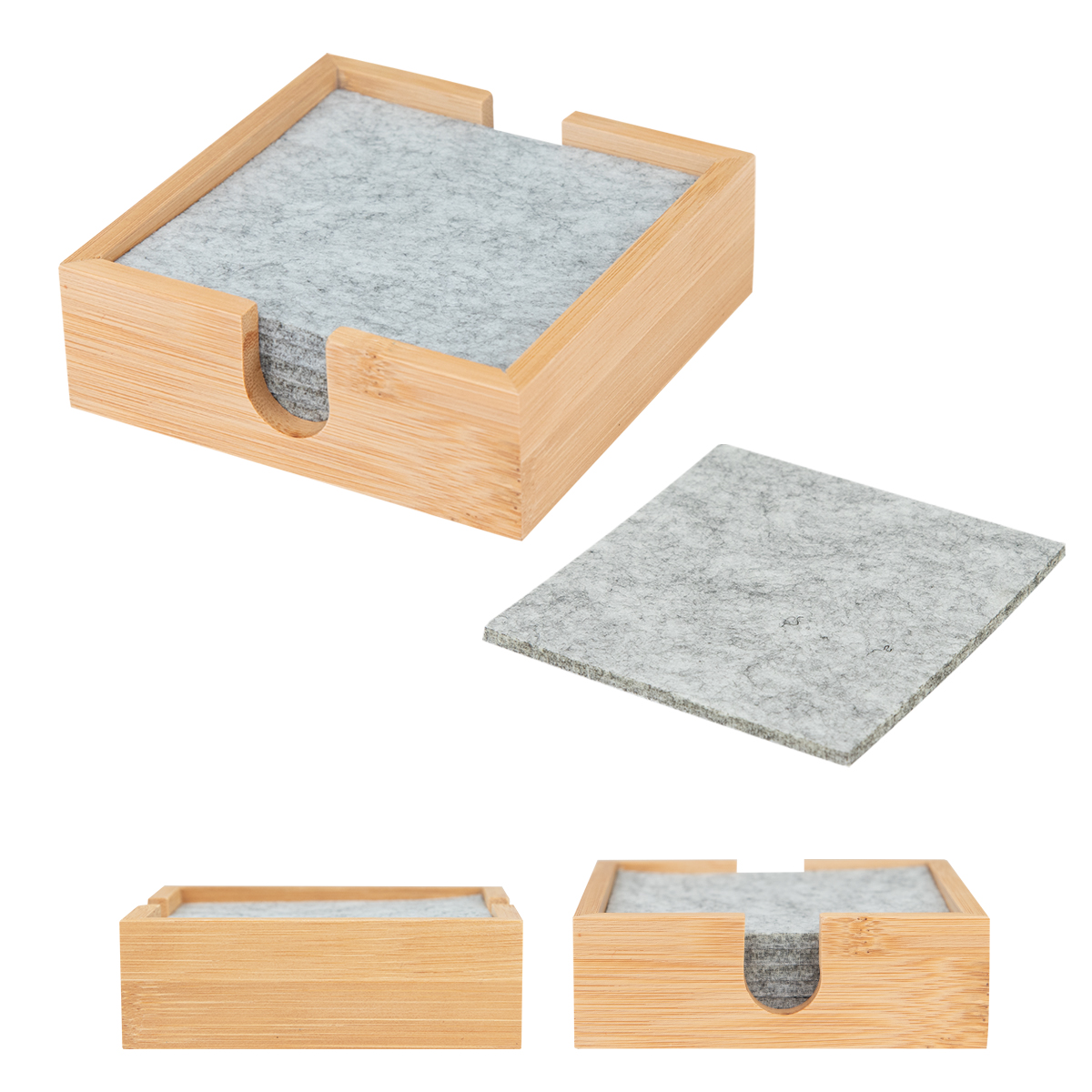 Bamboo & Recycled Felt Coaster Set