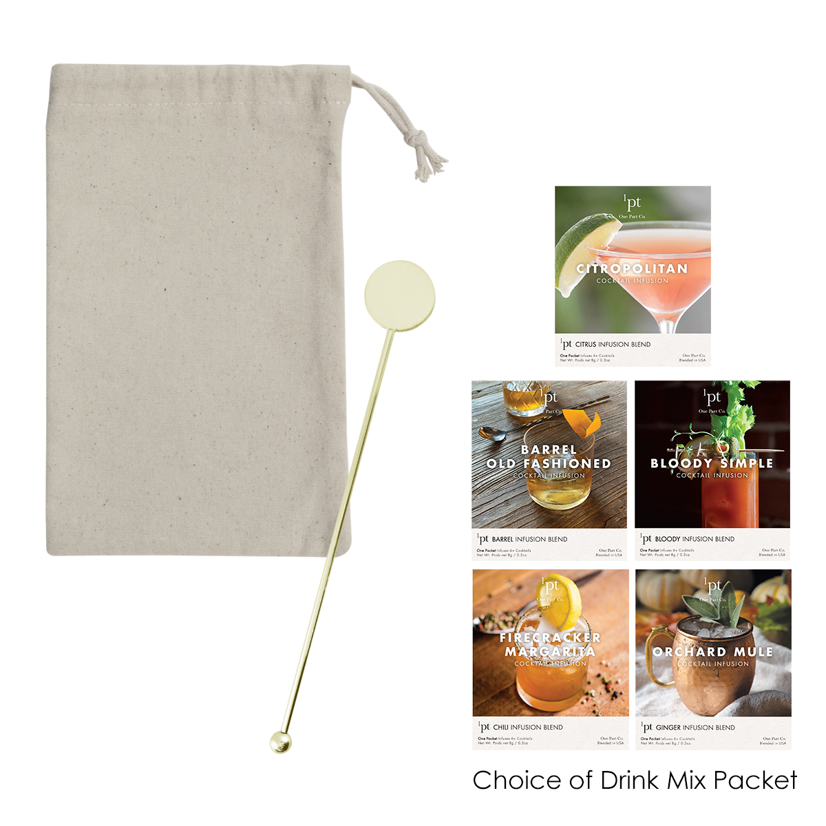 Stainless Steel Cocktail Stirrers With Cocktail Infusion Drink Packet