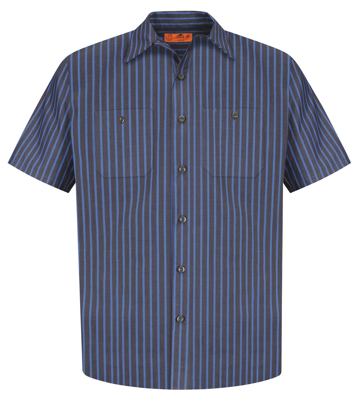 Red Kap Short Sleeve Striped Industrial Work Shirt.  CS20