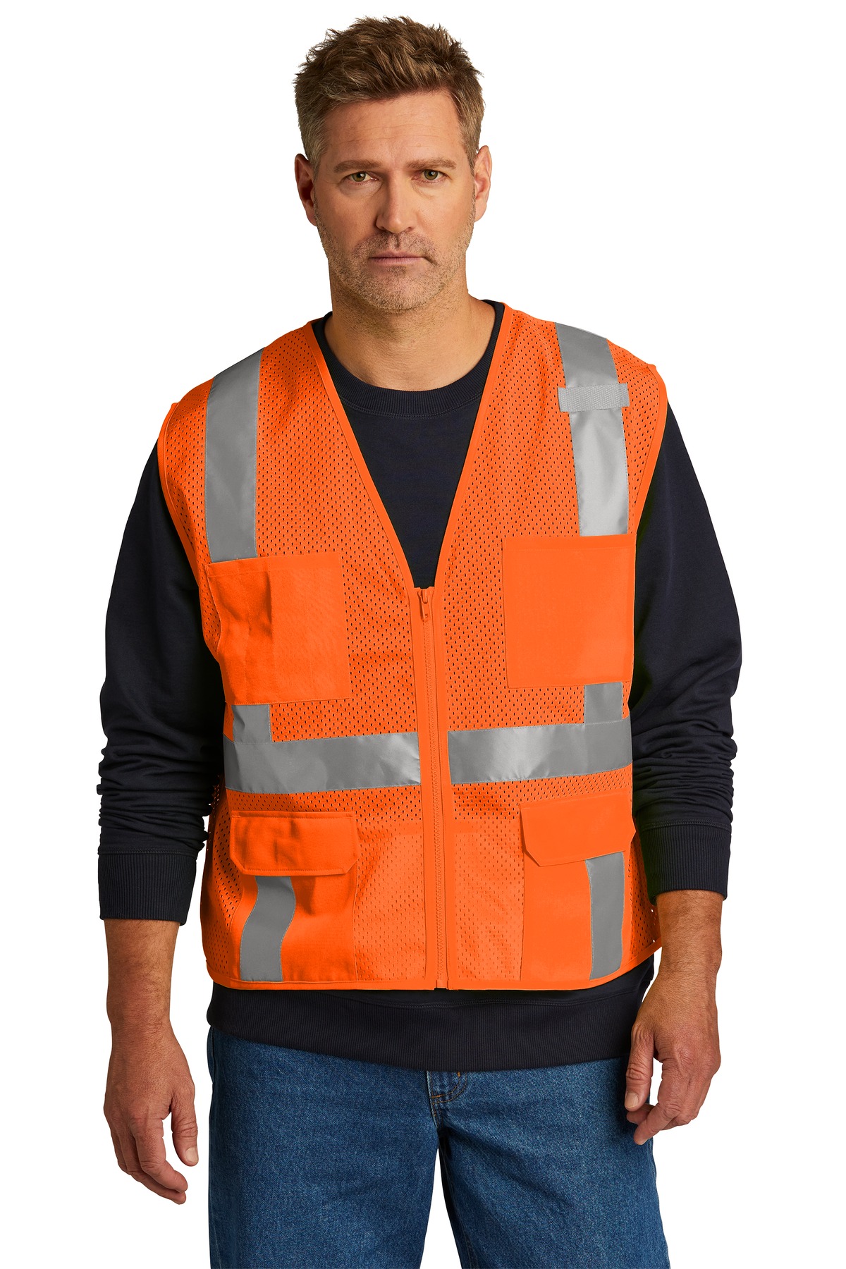 CornerStone  ANSI 107 Class 2 Mesh Six-Pocket Zippered Vest. CSV104