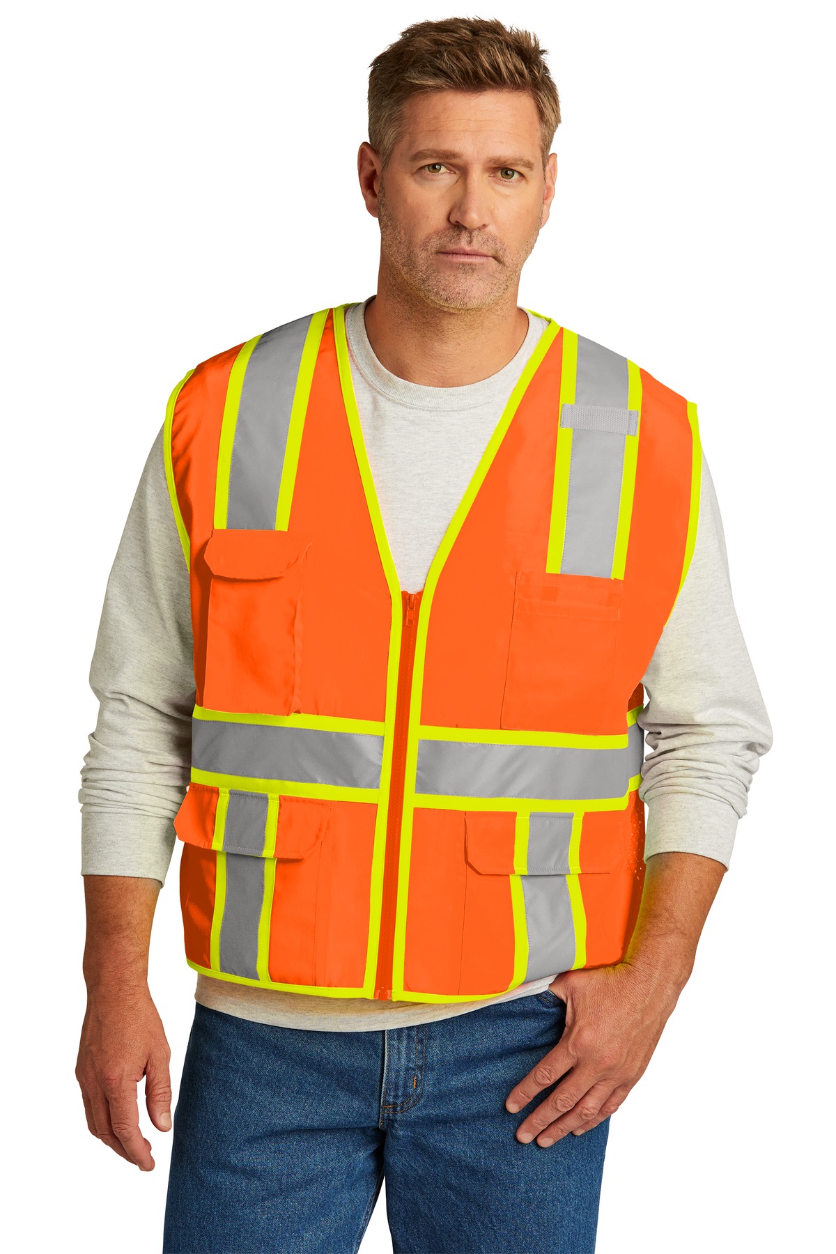CornerStone  ANSI 107 Class 2 Surveyor Zippered Two-Tone Vest. CSV105
