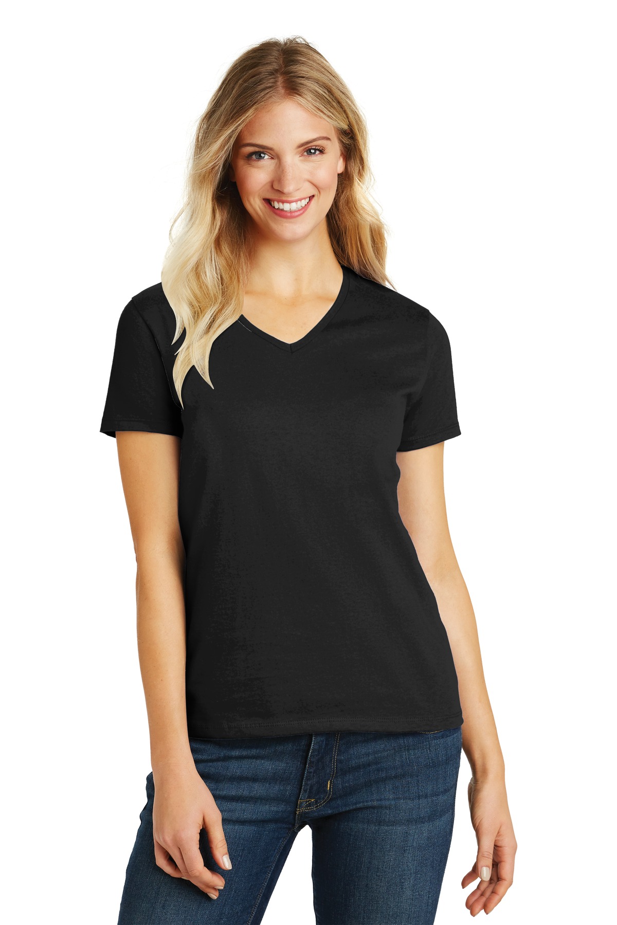 District Womens Perfect Blend V-Neck Tee. DM1190L