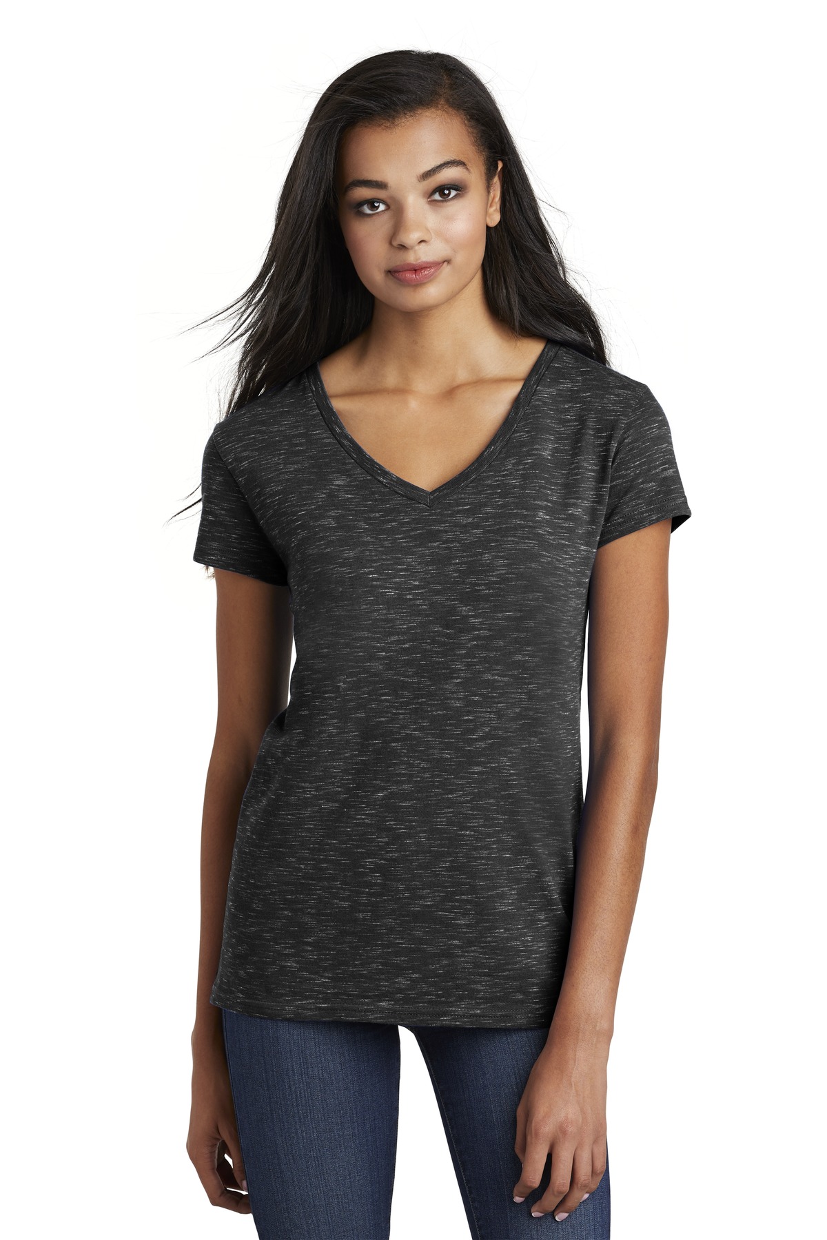 District  Womens Medal V-Neck Tee. DT664