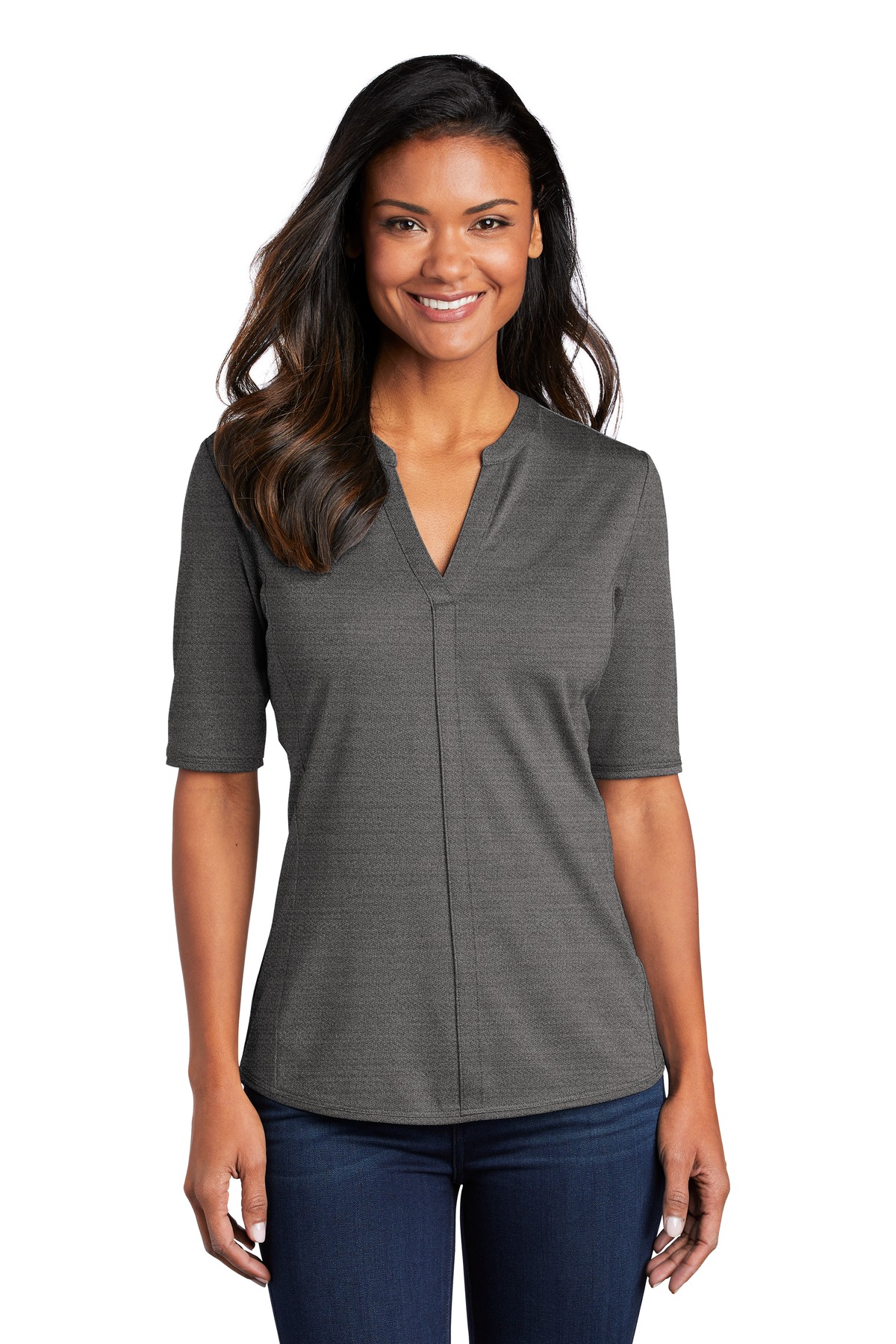 Port Authority  Ladies Stretch Heather Open Neck Top  LK583
