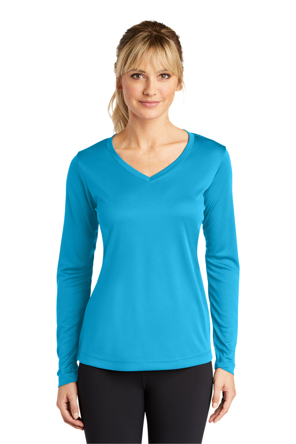 Sport-Tek Ladies Long Sleeve PosiCharge Competitor V-Neck Tee. LST353LS