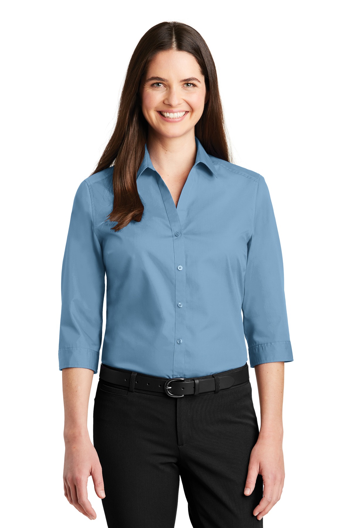 Port Authority Ladies 3/4-Sleeve Carefree Poplin Shirt. LW102